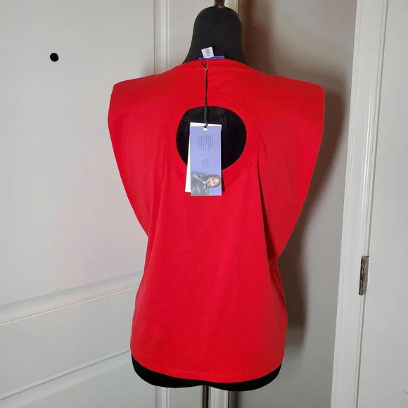 NWT FUTURE COLLECTIVE Kahlana Barfield Brown Sleeveless Cut-Out Back T-Shirt Red - Picture 13 of 15